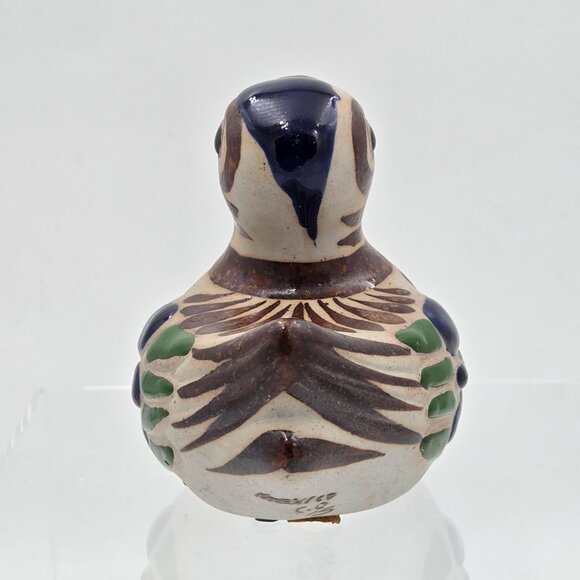 Tonala Mexican Folk Art Pottery Duck Figurine Hand Painted Bird Sculpture - Picture 4 of 8